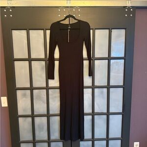 SKIMS Black Long Sleeve Maxi Dress